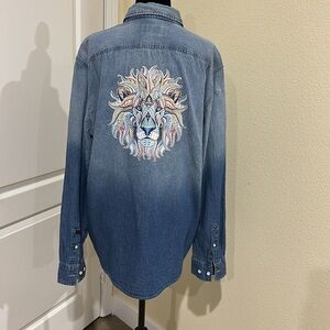 Men's Blue ombre’ Denim long sleeve denim shirt with